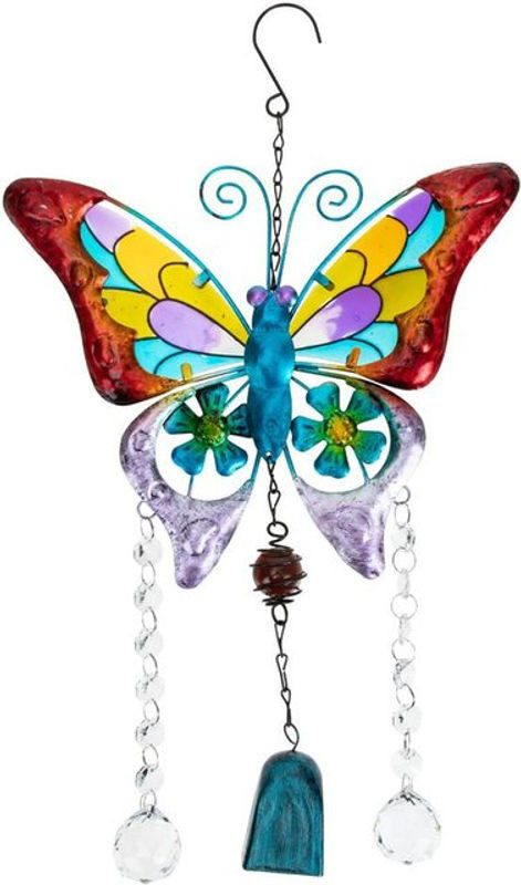 CosyHome Windspiel Schmetterling aus Metall und Kristall in Mehrfarbig als hängendes Ornament im Bohemian Stil - Bild 1
