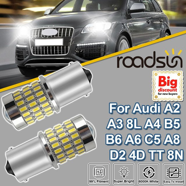 Roadsun 2 Stück 1156 P21W Ultra LED Projektorlinse Rückfahrlampe für Audi A2 A3 8L A4 B5 B6 A6 C5 A8 D2 4D TT 8N - Bild 1
