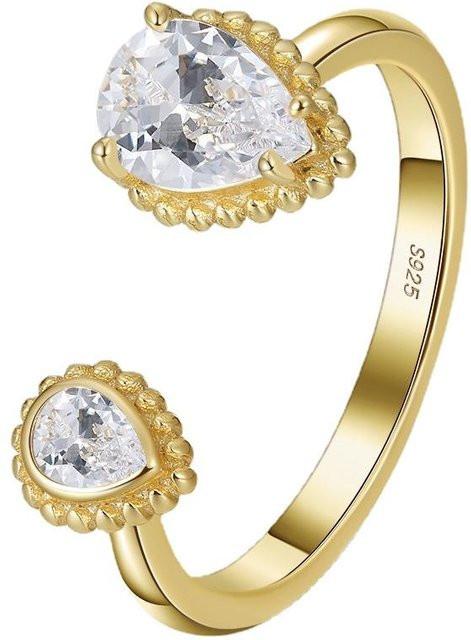 Ring 925 Silber, Gold, Diamant, Zirkonia, Damen, Vintage - Bild 1