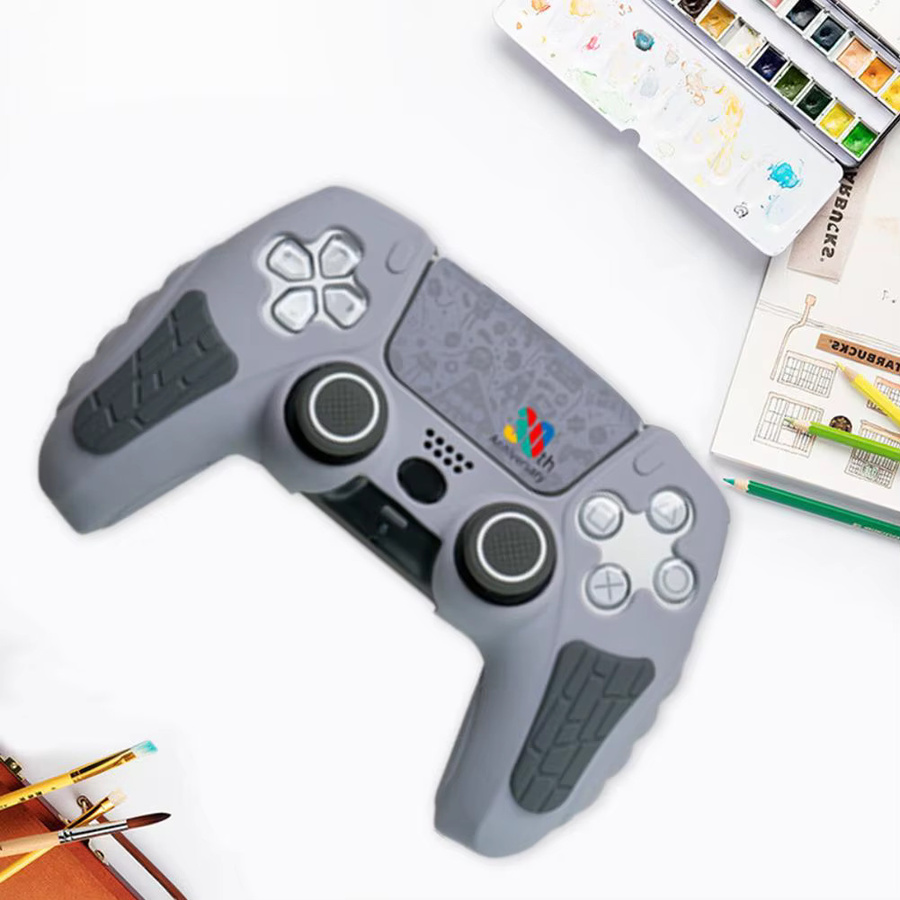Rutschfeste Silikon-Schutzhülle für PS5 Game Controller inklusive Daumen-Stick-Griffkappen und Stoßstangenabdeckung in Grau - Bild 6