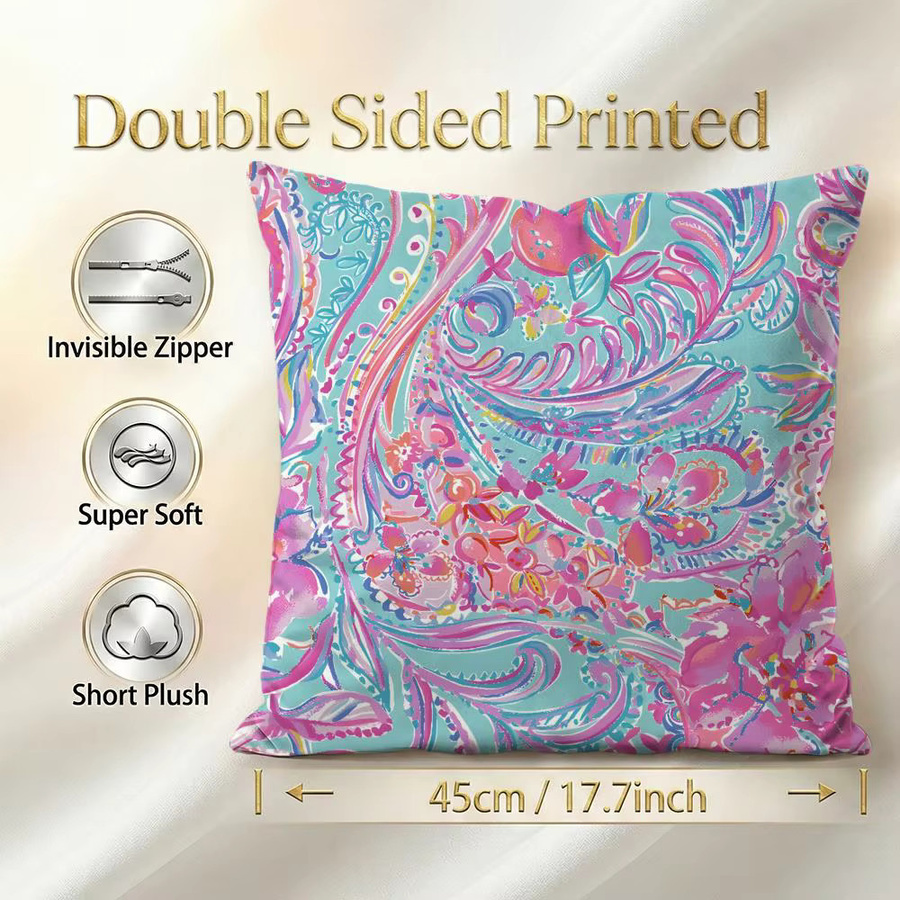 L-Lilly Decor P-Pulitzer Kissenbezug-Set, 4-teilig, Floral Boho Design, Weiß/Mehrfarbig, B/T/H: 50 x 50 x 50 cm, 45 x 45 x 45 cm und 40 x 40 x 40 cm - Bild 3