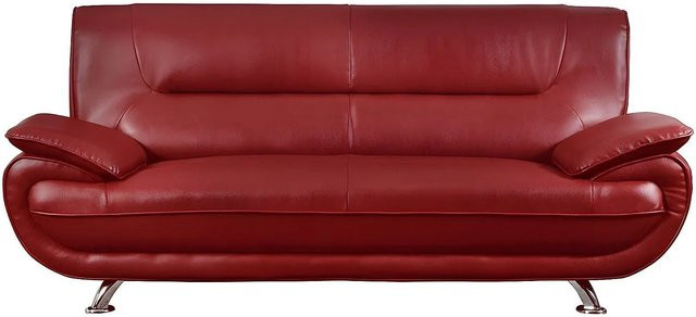 Vente-unique Sofa Nigel in Rot mit Kunstleder-Bezug und Armlehnen, Breite: 209 cm - Bild 1