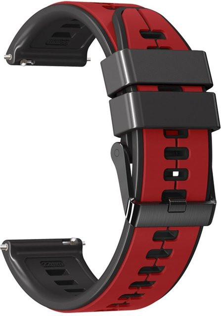 MY-CASE Uhrenarmband Silikon, 22 mm, schwarz rot, Unisex - Bild 1