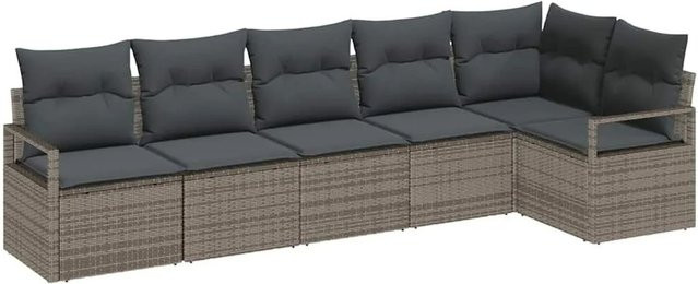 vidaXL Gartensofa-Set aus Poly-Rattan in L-Form mit 6 Kissen und integriertem Stauraum, Grau - Bild 1