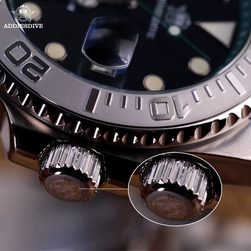 ADDIESDIVE Herren-Taucheruhr, Quarz, Edelstahl, Keramiklünette, 20 ATM, Schwarz - Bild 5