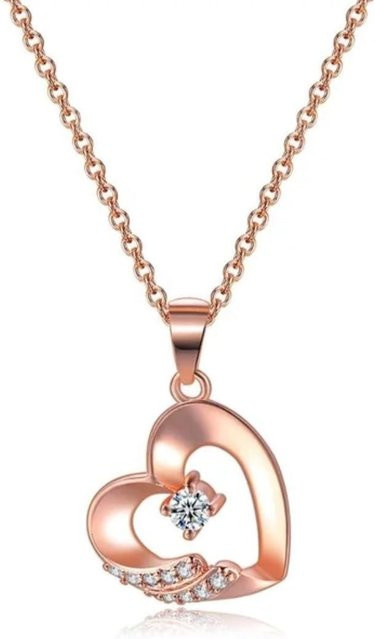 Jewellery Hub Halskette, Herz-Anhänger, Roségold, Zirkonia, Damen - Bild 1