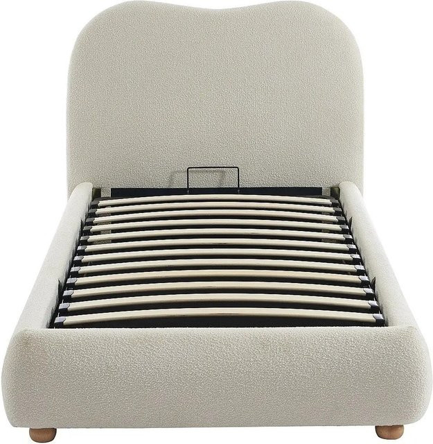 Vente-unique Bett Vanari mit Bettkasten und Bouclé-Stoff in Weiß/Beige B/T/H: 111 x 90 x 90 cm - Bild 1