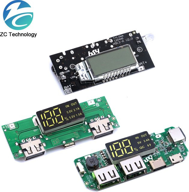 DIY Power Bank Lademodul mit Dual USB A und USB C Anschlüssen sowie LED LCD Display für 18650 Batterien - Bild 1