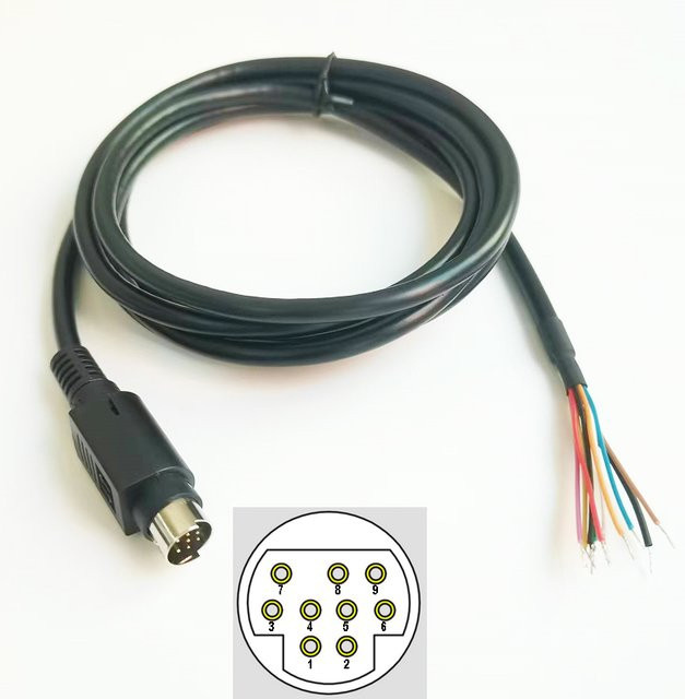 BETTCONN Mini DIN 9 Pin Typ B zu blanken Drähten Datenkabel in Schwarz - Bild 1