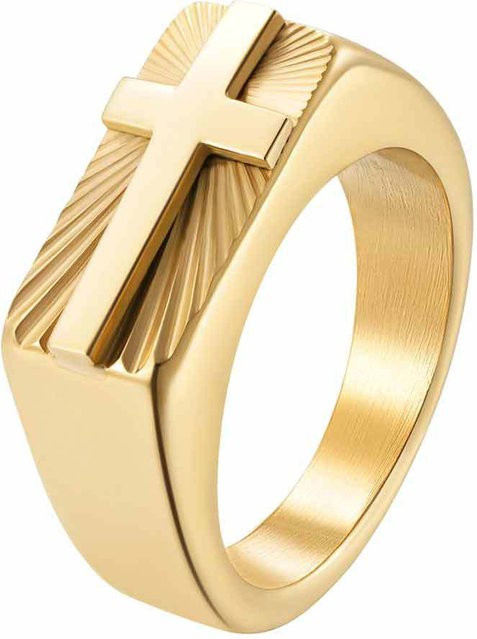 VQYSKO Siegelring Edelstahl, Gold, Unisex - Bild 1