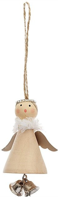 Rico Design Holzhänger Engel mit Glöckchen in Natur für Weihnachten und Advent, Höhe: 8 cm - Bild 1