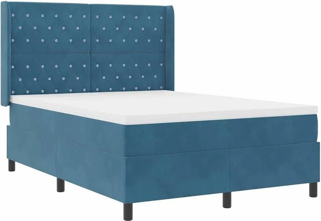 vidaXL LED Boxspringbett Argyle Blau mit Matratze aus Samt, B/T/H: 160 x 200 x 64,47 cm - Bild 1