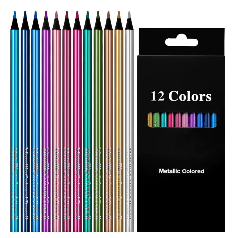 12 Farben Metallic-Buntstifte in Multicolour für Kinder und professionelle DIY-Kunstprojekte zum Zeichnen und Skizzieren - Bild 2