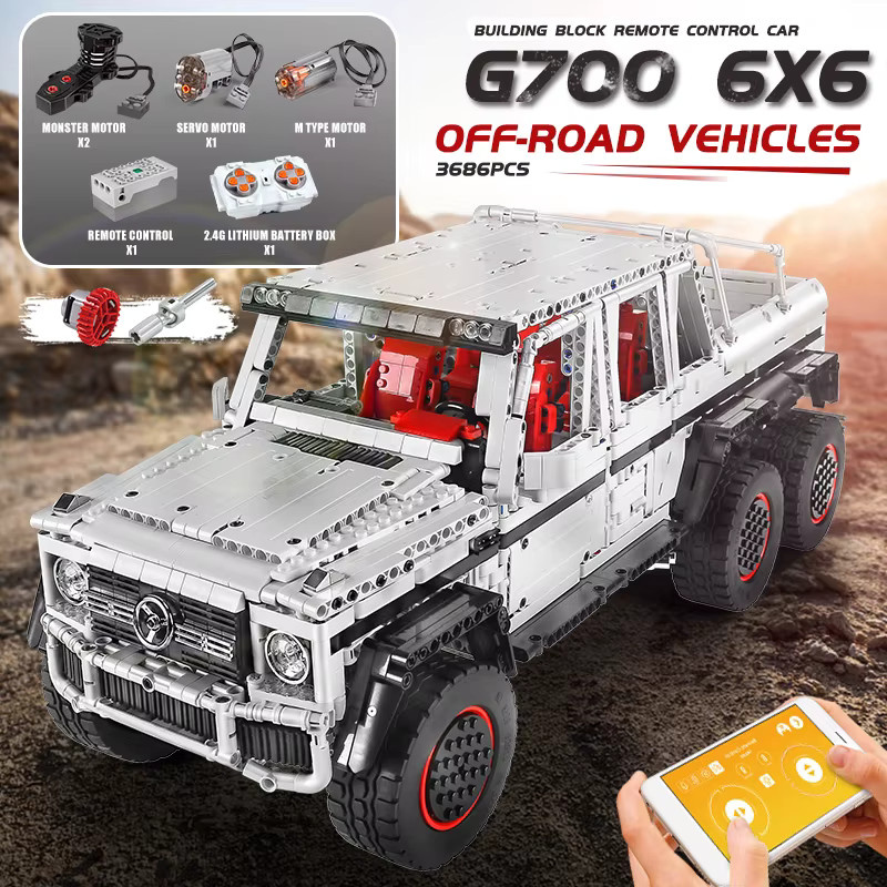 Mould King G63 6X6 Offroad-SUV, Bausatz, APP- und RC-gesteuert - Bild 5