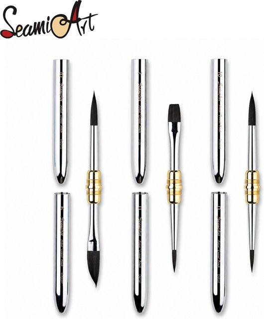 SeamiArt Dual Brush Tip Reise-Malpinsel mit Nylonhaar und silbernem Design für Aquarell, Acryl und Gouache - Bild 1