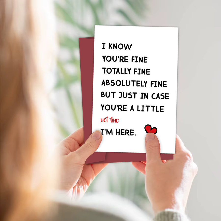 Ermutungskarte You'Re Total Fine I'M Here For You in Weiß aus Papier - Bild 4