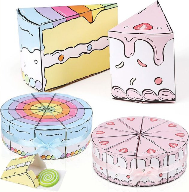10 Stück Kuchenförmige Cookie Cracker Geschenkboxen aus Papier in Mehrfarbig für Geburtstag, Hochzeit und Party - Bild 1