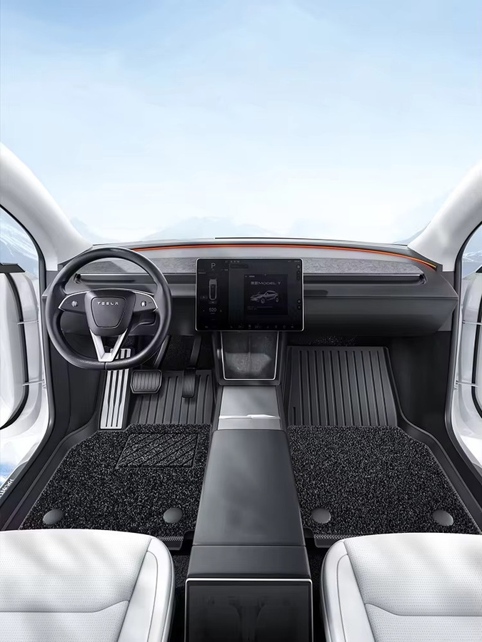 YZ Premium TPE Auto-Fußmatten für Tesla Model Y Juniper 2025-2026, Wasserdicht mit Metallpedalen, Schwarz - Bild 5