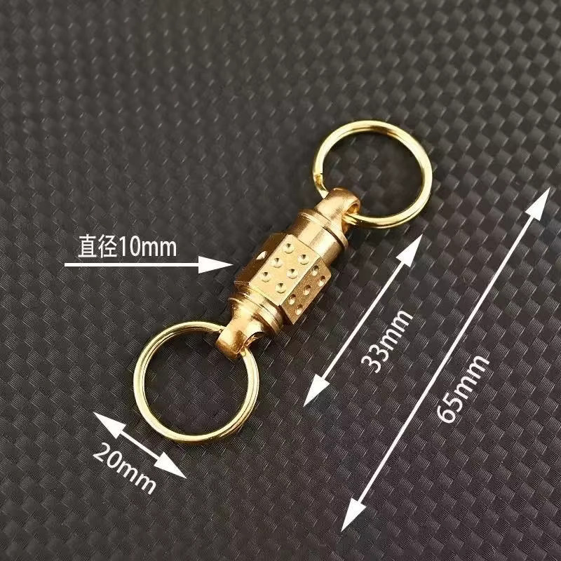JIANLAI Universalgelenk Schlüsselanhänger aus Messing in Gold mit Doppelring und Schnellverschluss - Bild 3