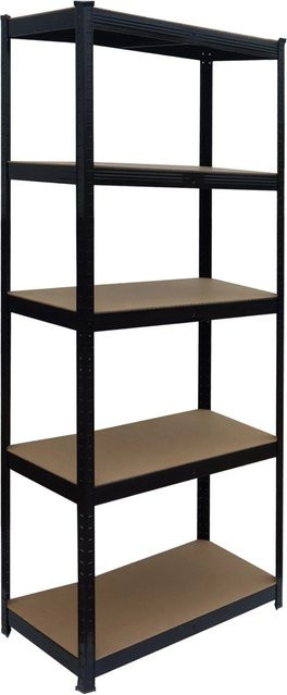 Relaxdays Schwerlastregal mit 5 höhenverstellbaren Böden aus Stahl und MDF in Schwarz und Braun, B/T/H: 60 x 30 x 180 cm - Bild 1