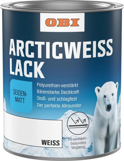 OBI Arctic Weißlack seidenmatt wasserbasiert für Holz und Kunststoff in Weiß - Bild 1