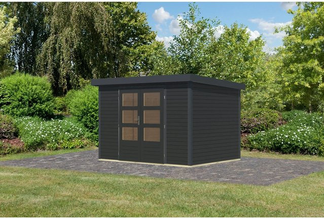 Karibu Gartenhaus Diego 4 in Anthrazit mit modernem Design aus Metall und Holz, B/T/H: 298 x 209 x 213 cm - Bild 1