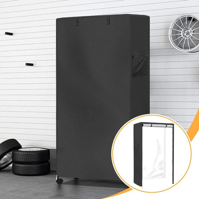 Wasserdichte und staubdichte Regalabdeckung aus strapazierfähigem Oxford-Gewebe von Vinde Home in Schwarz, B/T/H: 91 x 61 x 183 cm - Bild 1