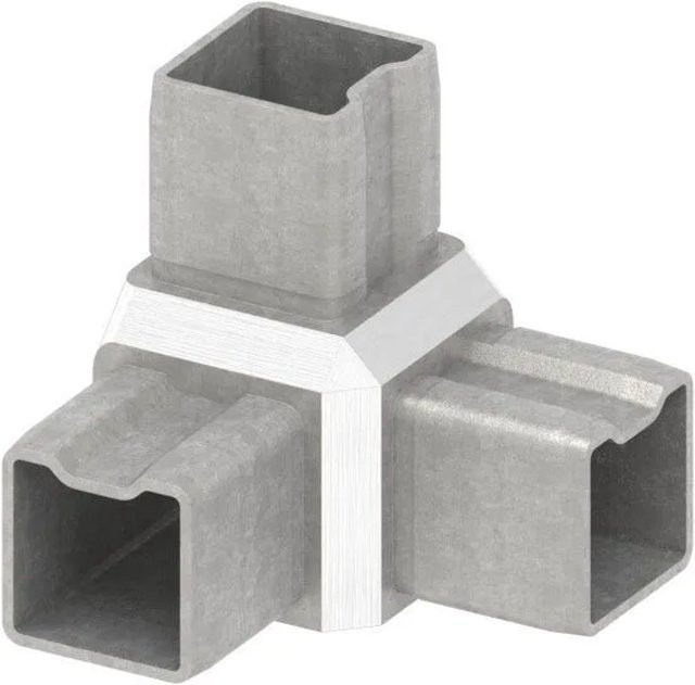 FeNau Eckverbinder aus V4A Edelstahl in Silber für Rohr 30 x 30 x 2 mm zum Stecken - Bild 1
