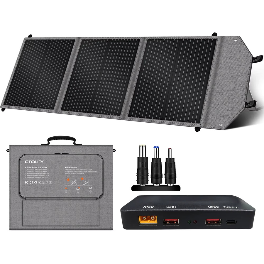 CTOLITY Faltbares Solarpanel 100 W, 5,0 A, 20,5 V, 22 % Effizienz, Tragbares Solarladegerät in Schwarz - Bild 6