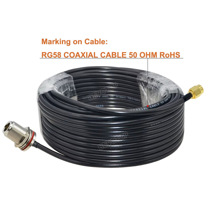 BEVOTOP RG58 Koaxialkabel Wasserdicht RG58 N Weiblich auf SMA und RP-SMA RF Pigtail Antennen Verlängerung Jumper Schwarz - Bild 2