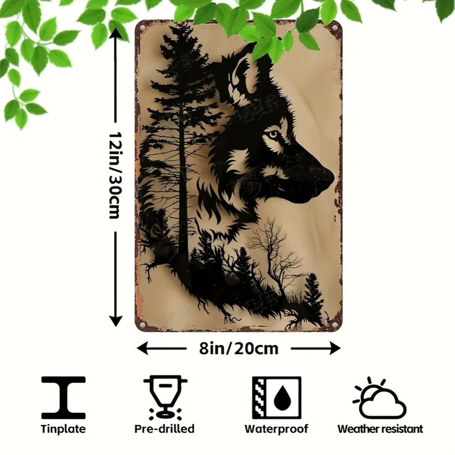 Iron Wolf Wandkunst Wolf Silhouette aus Eisen in Weiß für die Außendekoration - Bild 3