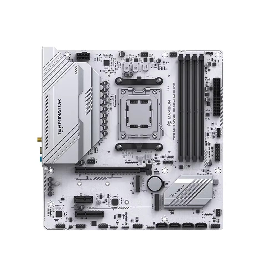 MAXSUN Terminator B650M WIFI ICE Motherboard Sockel AM5 Micro-ATX in Weiß mit DDR5 Unterstützung und Wi-Fi für AMD Ryzen 7000 und 8000 Serie - Bild 3