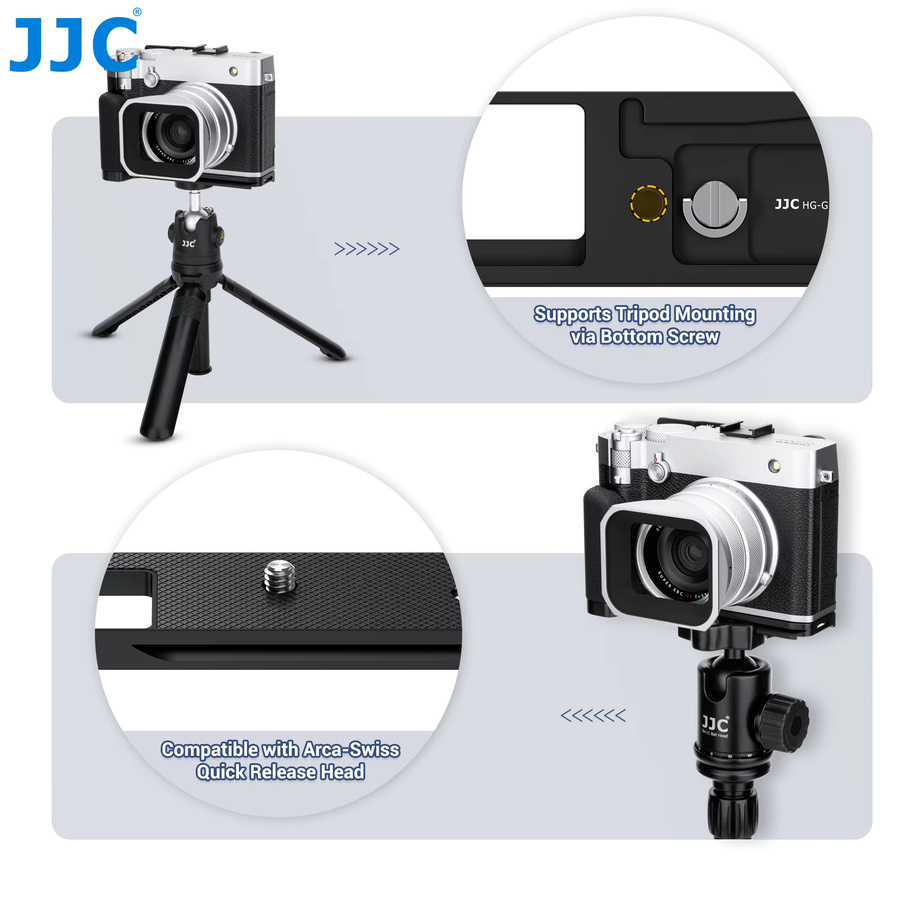 JJC Metall-Handgriff für Fujifilm GFX100RF Kamera, L-förmige Kamerahalterung in Schwarz mit 1/4 Zoll-20 Gewinde für Stativ - Bild 4