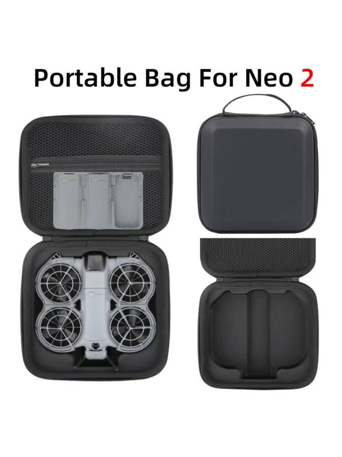 Tragbare DJI NEO2 Hartschalen-Tasche aus PU-Leder in Schwarz als Outdoor-Umhängetasche und Zubehörbox - Bild 6
