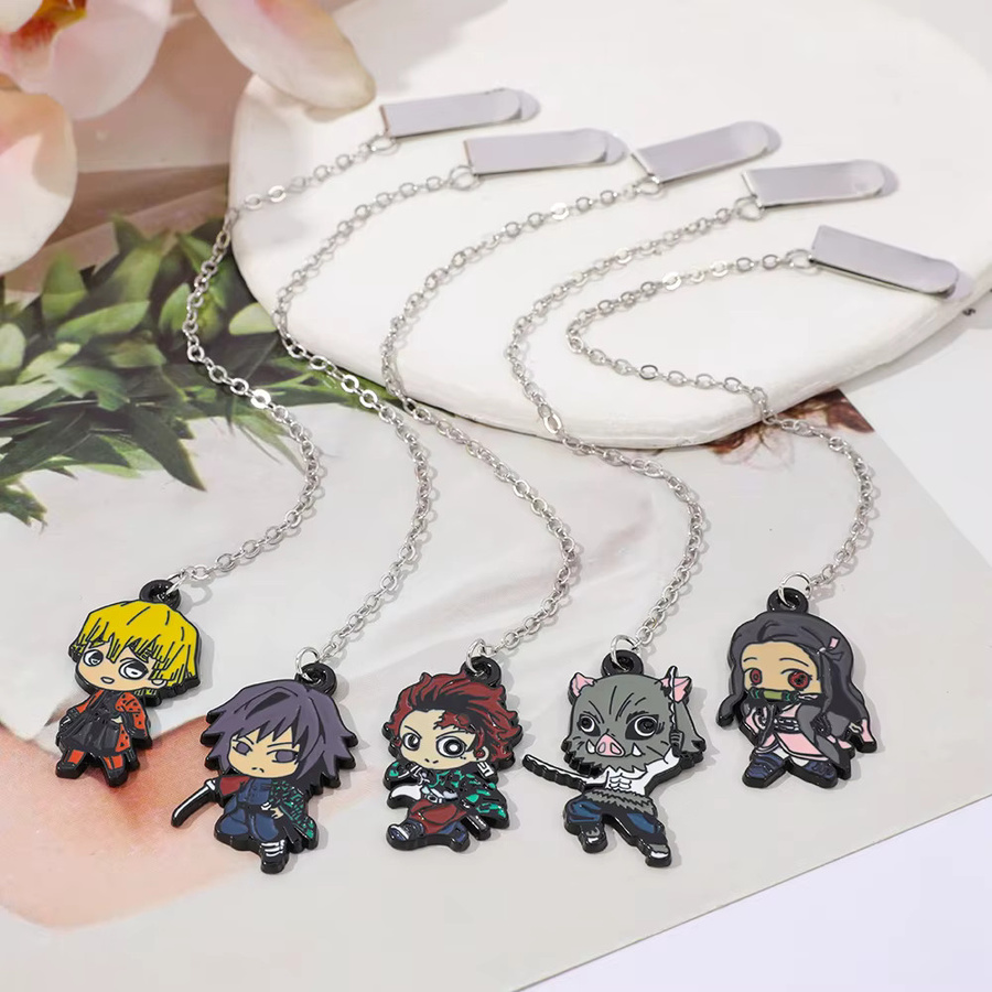 Kimetsu No Yaiba Anime Metall-Lesezeichen mit Q-Version Figuren-Anhänger in Multicolour - Bild 1