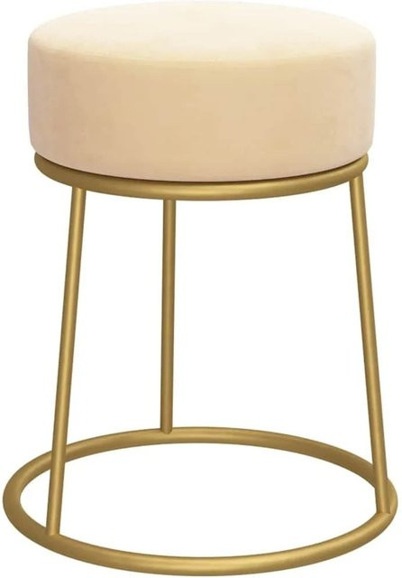 vidaXL Runder Hocker in Aprikose aus Samt mit goldenem Metallgestell, Durchmesser: 30 cm, Höhe: 38 cm - Bild 1