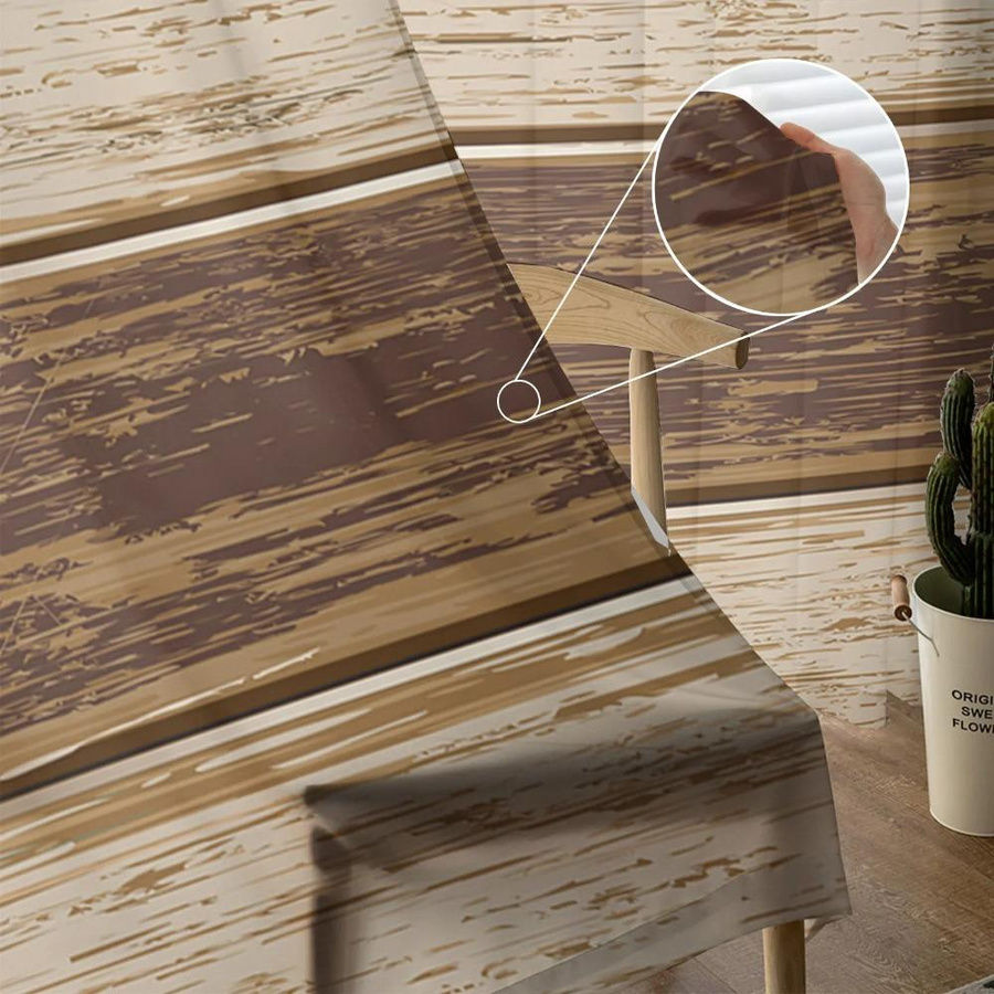 Yiran Furniture Transparente Voile-Vorhänge im Retro-Design, Braun, B: 135 cm, H: 115 cm - Bild 1