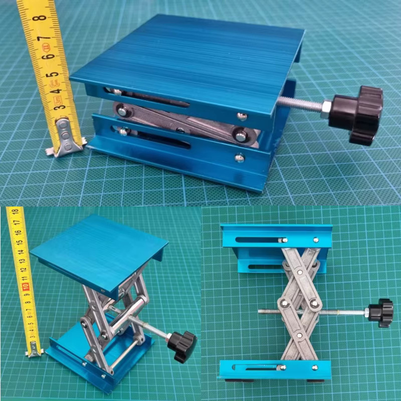 Manuelle Hebeplattform von JIGHOLE aus Aluminiumlegierung in Blau, höhenverstellbarer Labortisch für Holzbearbeitung und Gravur - Bild 2