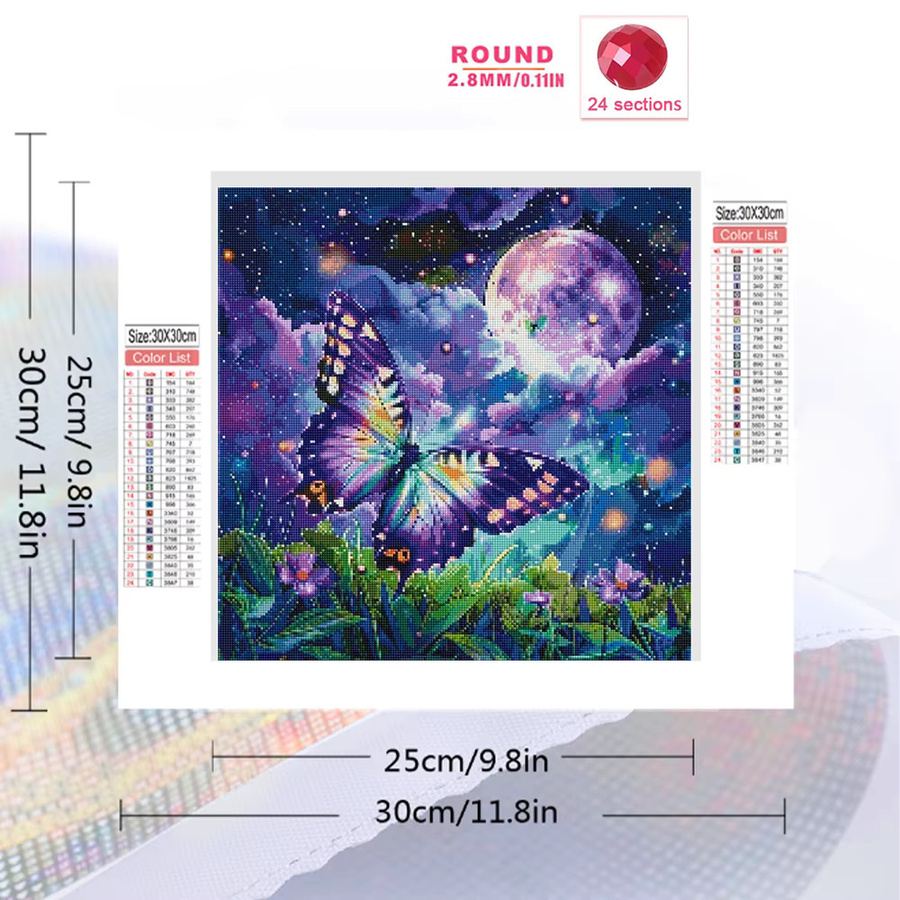 EverShine Diamantmalerei 5D Schmetterling Landschaftsbild als DIY Strass-Mosaik in Mehrfarbig - Bild 2