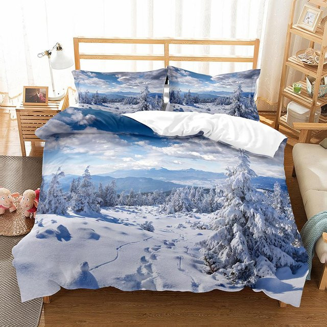 Bettwäsche-Set Lodestar mit Schneeflockenmotiv in Blau, Doppelbettgröße B/H: 200 x 230 cm, aus Polyester-Mikrofaser - Bild 1