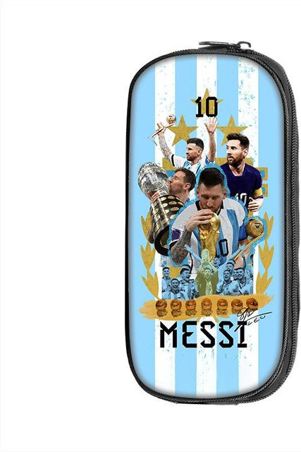 Fancy Style Studio Federmäppchen Fußballstar M-Messi in Blau mit großem Fassungsvermögen - Bild 1