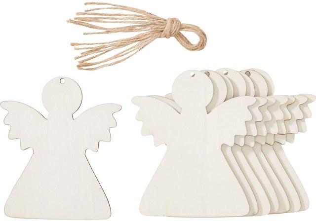 VBS Holz-Anhänger Engel in Beige mit Juteband für Weihnachten - Bild 1