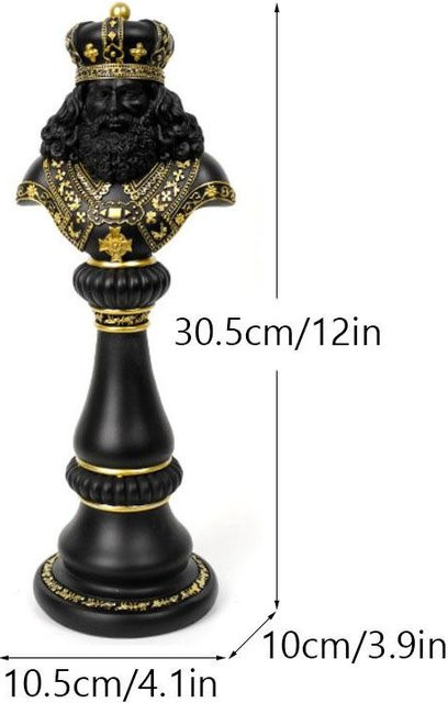 Yiran Furniture Schach Figuren aus Harz als dekorative Ornamente in Schwarz und Weiß für Schreibtisch und Weinschrank - Bild 1