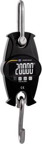 PCE Instruments Kranwaage PCE-HS 200N in Schwarz mit Schäkel und Haken, Wägebereich bis 200 kg, Genauigkeit ±1% v.Mb., Metallgehäuse und beleuchtetes LCD - Bild 1