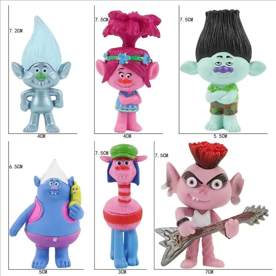 12er Set Trolle Zweig Lebewesen Skitter Anime Figuren in Multicolor als dekorative Spielzeug-Modelle - Bild 2