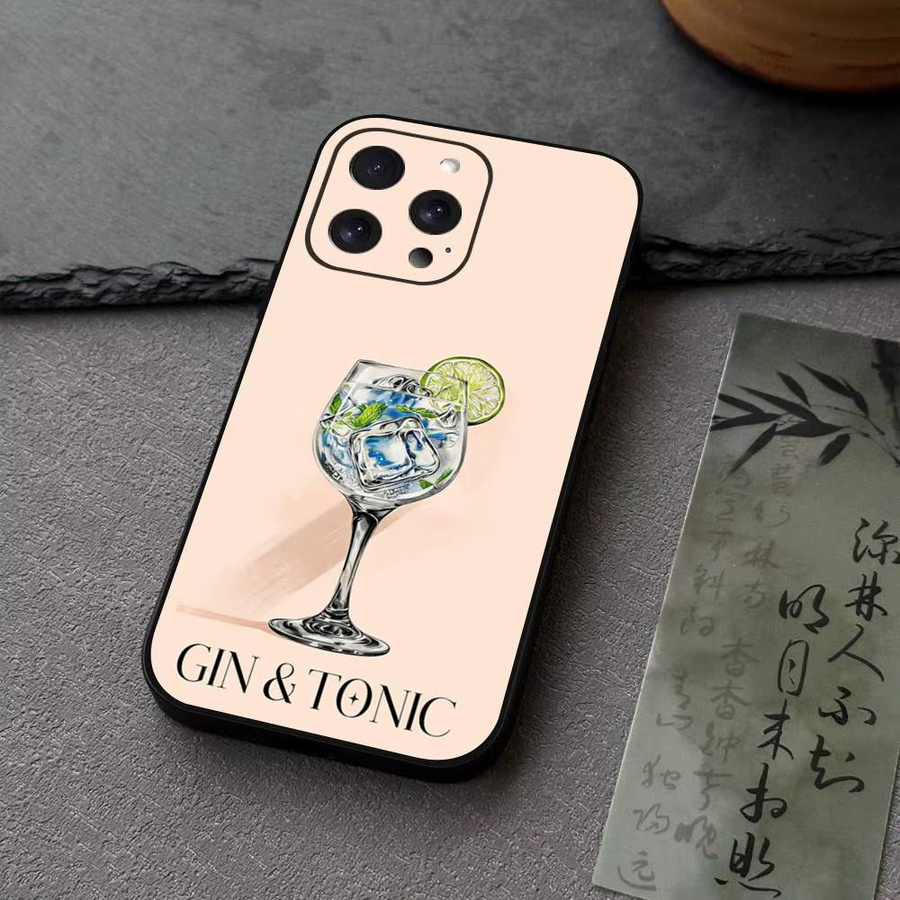 Handyhülle Gin & Tonic Cocktail Print in Schwarz aus Silikon Soft Shell für Apple iPhone 17 16 15 14 13 12 11 Air Pro Max Plus - Bild 4