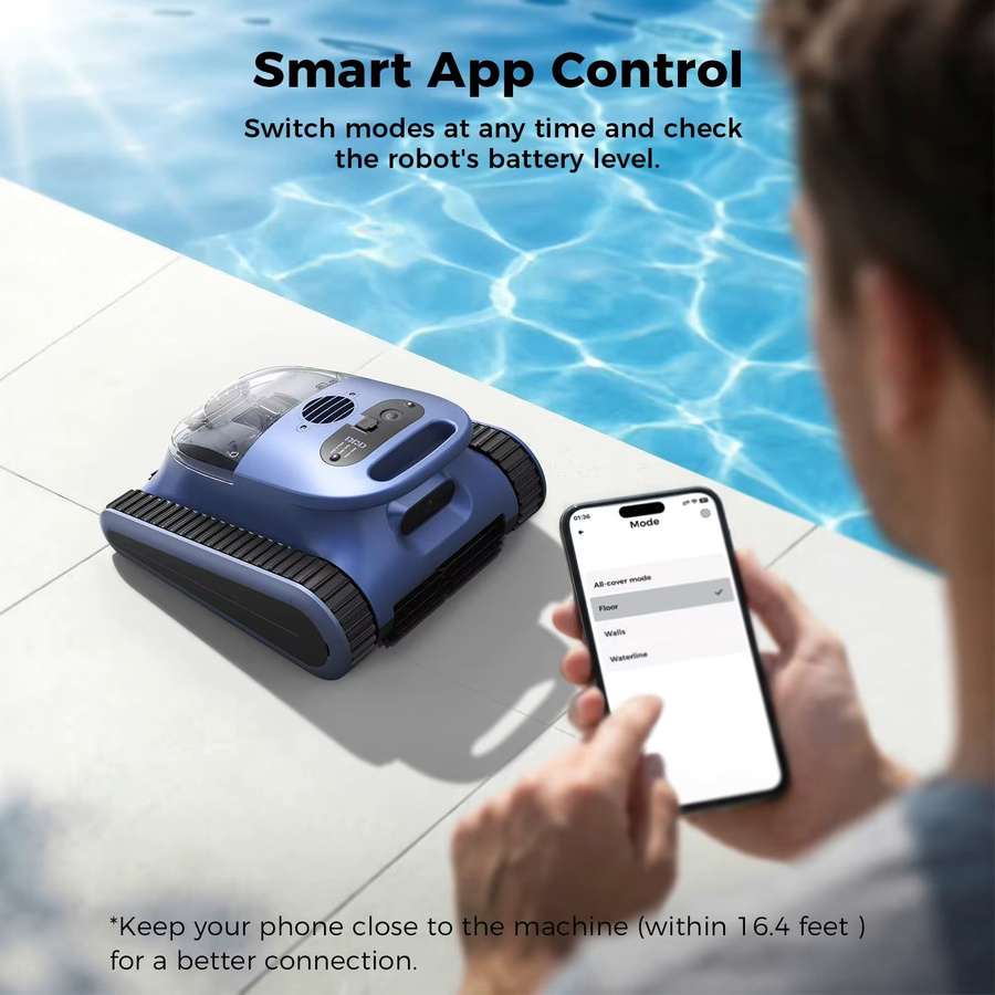 Seauto Roboter-Poolreiniger Blau mit Wandkletterfunktion und Akku für bis zu 210 Minuten Laufzeit - Bild 5