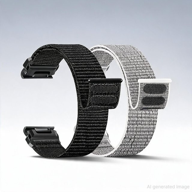 eelhoe Uhrenarmband Sport-Nylonarmband, Schwarz, Unisex, 26mm, 22mm - Bild 1