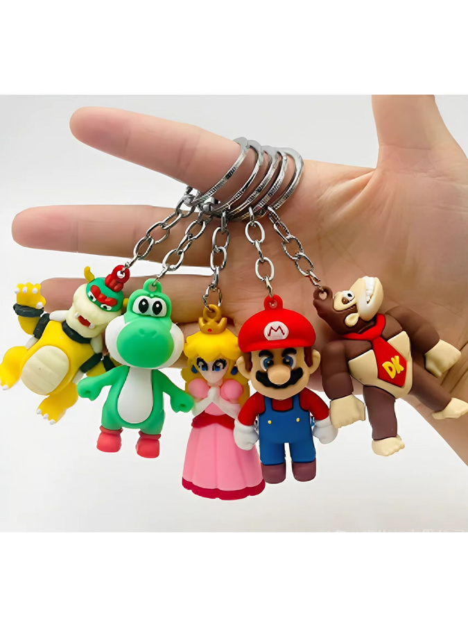 Bandai Super Mario Schlüsselanhänger-Set, Yoshi Prinzessin Peach Donkey Kong, PVC, Set / Bundle - Bild 4
