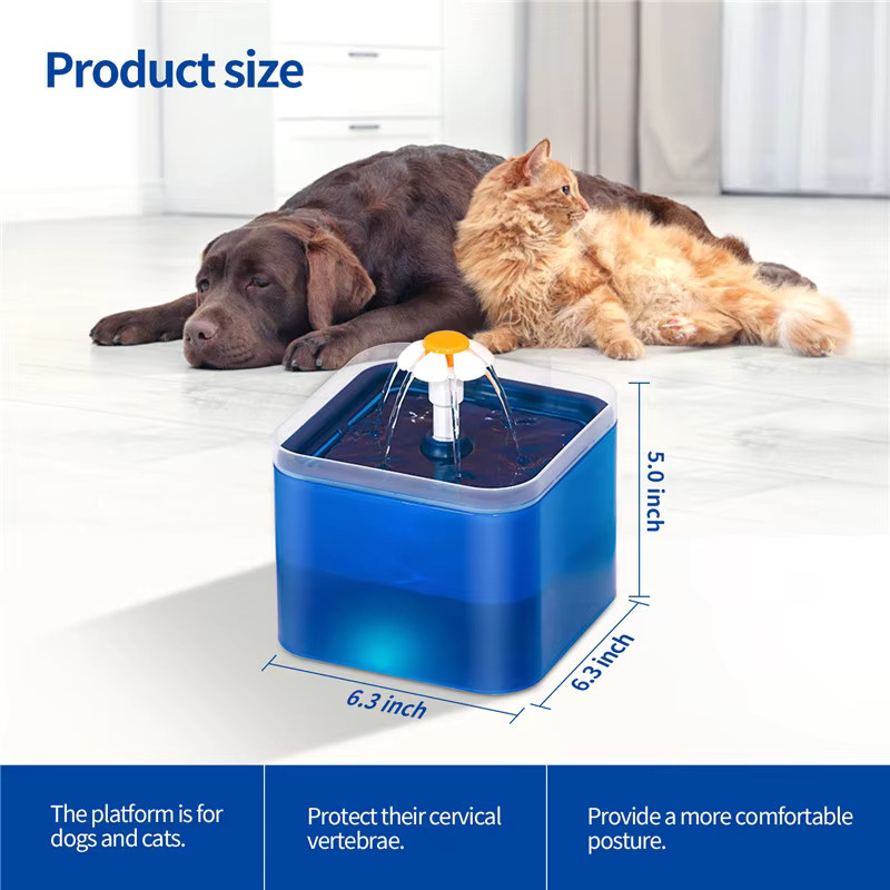 ZYfeeder Automatischer Wasserbrunnen für Katzen und Hunde mit LED-Beleuchtung und Umlauffilter, 2L USB-Wasserspender für Haustiere - Bild 3